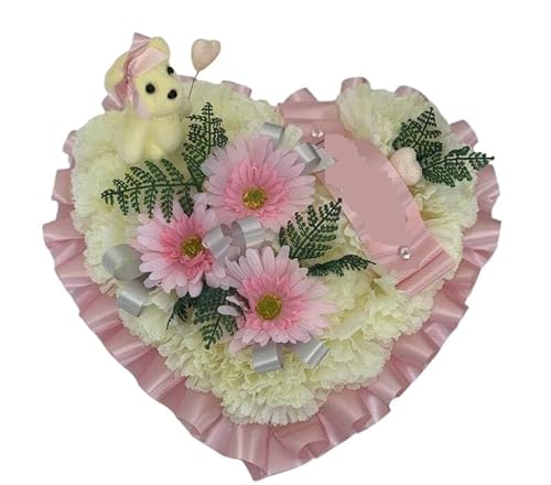 Product: Taozhiyuan Welcome Logo Flowers Lovely Teddy Bear Wreaths, Artificial Wreaths, Suitable for Tombstone Decoration and Condolences(Baby Blue)