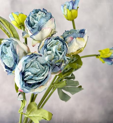Product: 8 Heads 32" Blue Peony Bouquet, Realistic Artificial Flowers Centerpiece for Home Wedding Table Decoration(NO VASE) for Wedding/Home Decoration