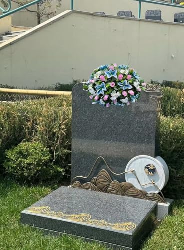 Product: Jucgghk Vivid and Realistic Floral Art Artificial Cemetery Flower Saddles, Rose Headstone Flower Saddle Outdoor Grave Decorations,Cemetery Memorial Flowers for Grave Tombstone Decorations