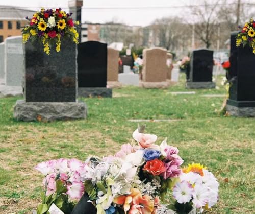 Product: Jucgghk Vivid and Realistic Floral Art 32“Handmade Easter Flower Cemetery Saddle,Spring Cemetery Flowers,Cemetery Decoration for Headstone Flower