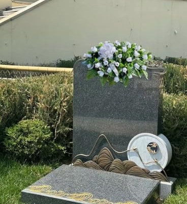 Product: Jucgghk Vivid and Realistic Floral Art Artificial Cemetery Flower Saddles, White Rose Headstone Flower Saddle Grave Decorations,Cemetery Memorial Flowers for Grave Tombstone Decorations