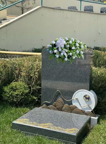 Product: Jucgghk Vivid and Realistic Floral Art Artificial Cemetery Flower Saddles, White Rose Headstone Flower Saddle Grave Decorations,Cemetery Memorial Flowers for Grave Tombstone Decorations