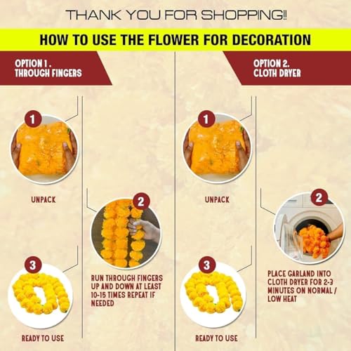 Product: Decorative Marigold Flower Backdrop Items (8 Pcs) for Decoration Artificial Floral Wall Hanging for Events, Photo Booths, and Indoor Decor (8 Pcs-Hanging)