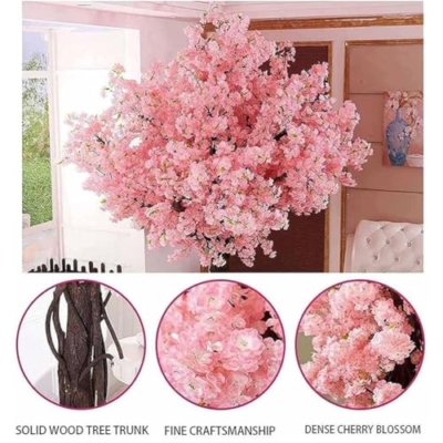 Product: Artificial Cherry Blossom Tree - Simulated Flowers, Decorative Faux Floral Potted Plant, for Indoor Outdoor Party Restaurant Mall Artificial Plant Fake Vines Flowers,001,1.8x1.5m/5.9x4.9ft