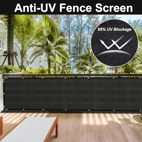 Product: SPORTYOUTH 3ft x 50ft Fence Privacy Screen Black and 30 Pcs Red Gold Poinsettia Artificial Christmas Flowers with Clips Stems