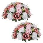 Product: NUPTIO Large Flower Balls for Centerpieces - 2 Pcs 13.8in Diameter Dusty Rose & White Artificial Flower Ball Arrangement Bouquet Wedding Centerpieces for Tables - Fake Rose Flowers for Weddings Decor
