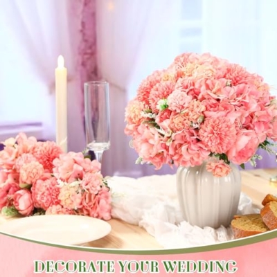 Product: Tigeen Artificial Flowers Artificial Peonies Silk Flowers Faux Peony Fake Peony Silk Hydrangea Bouquet for Wedding Table Centerpiece Floral Vase Decor(Rose Pink,24 Bundles)
