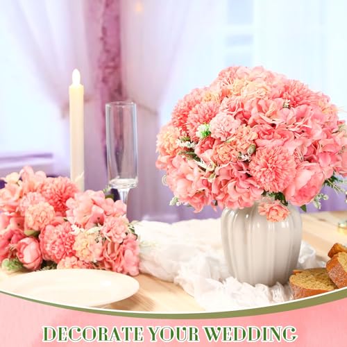 Product: Tigeen Artificial Flowers Artificial Peonies Silk Flowers Faux Peony Fake Peony Silk Hydrangea Bouquet for Wedding Table Centerpiece Floral Vase Decor(Rose Pink,24 Bundles)