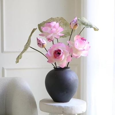 Product: WanderPanda 9 Stems Fake Flowers Artificial Flowers Faux Flowers Simulated Plant Artificial Lotus Suitable for Indoor Outdoor Party Wedding Decoration Lifelike Faux Bouquets Vase Not Included Pink