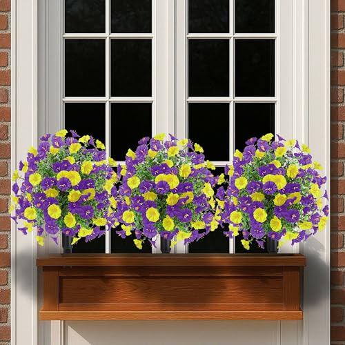 Product: 22.8" Set of 2 Fall artificial Boxwood topiary Ball tree for outdoors with Spike,UV Resistant Faux Shrubs Outdoor with morning glory flowers,Faux Plants Bushes for Garden Porch Yard Patio Decor YP