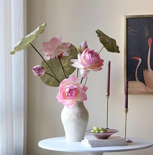 Product: WanderPanda 9 Stems Fake Flowers Artificial Flowers Faux Flowers Simulated Plant Artificial Lotus Suitable for Indoor Outdoor Party Wedding Decoration Lifelike Faux Bouquets Vase Not Included Pink