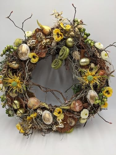 Product: Gold Easter Wreath,Eggs Rabbit Pansy Berries Branches for Door Home Decoration Garland for Table Centerpiece Holiday Party Weddi