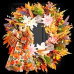 Product: 24" Fall Wreaths for Front Door Outside, Autumn Thanksgiving Harvest Wreath with Pumpkins Dahlias Pinecones & Bow Farmhouse Decoration for Porch Wall Indoor