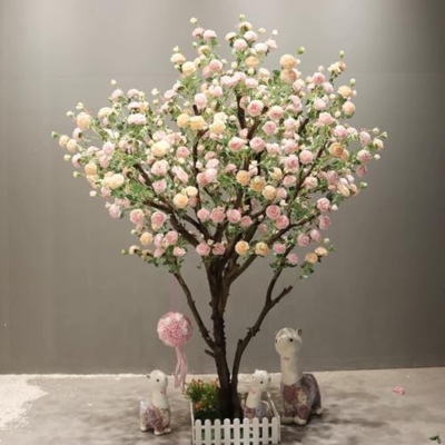 Product: Simulated Peony Tree, Indoor Artificial Tree Decoration Landscaping Large Floor-Standing Flower Art Hotel Shopping Mall Props Ornaments 3M