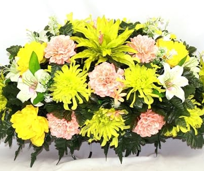 Product: Hshan Elegant Fall Mixture Arrangement, Beautiful Cemetery Flowers for Remembrance Grave Decorations