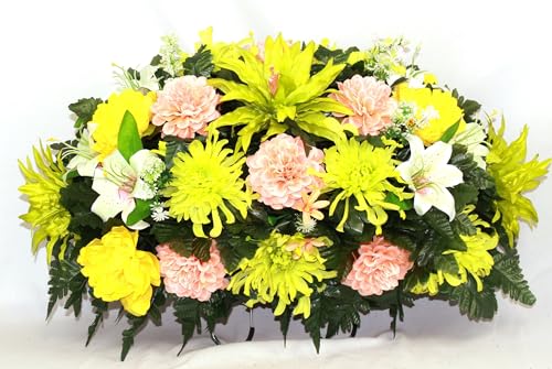 Hshan Elegant Fall Mixture Arrangement, Beautiful Cemetery Flowers for Remembrance Grave Decorations - Artificial Flower Arrangements Product: Hshan Elegant Fall Mixture Arrangement, Beautiful Cemetery Flowers for Remembrance Grave Decorations