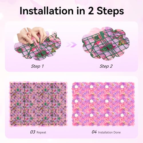 Product: 3D Artificial Flower Wall Panels, Dahlia Rose Hydrangea Flower Wall Decor, Fake Flower Wall for Wedding Backdrop 15"x15" White Plastic & Silk, 12-Pack Interlocking Privacy Screen for Indoor Outdoor
