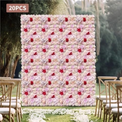 Silky Flower Store Artificial Flower Wall Panels, Silk Floral Backdrop, DIY Wedding Decor, 40x60cm 9 9 Product: Flower Wall Panels 20PCs Flower Wall Panel 40x60cm Artificial Floral Backdrop Silk Fabric Panels DIY Decoration