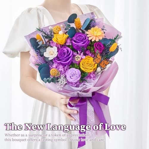Product: Beaulasting Roses Flowers for Delivery Prime Forever Flowers Preserved Roses Bouquets Purple Flower Birthday Gifts for Women Valentine's Day Mothers Day Graduation