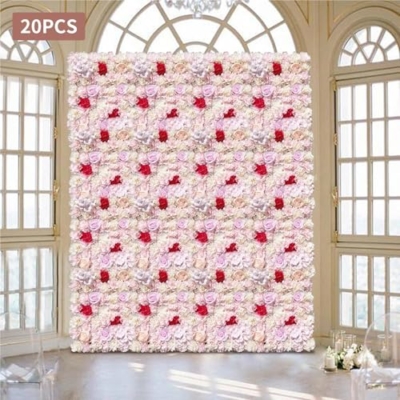 Silky Flower Store Artificial Flower Wall Panels, Silk Floral Backdrop, DIY Wedding Decor, 40x60cm 13 13 Product: Flower Wall Panels 20PCs Flower Wall Panel 40x60cm Artificial Floral Backdrop Silk Fabric Panels DIY Decoration