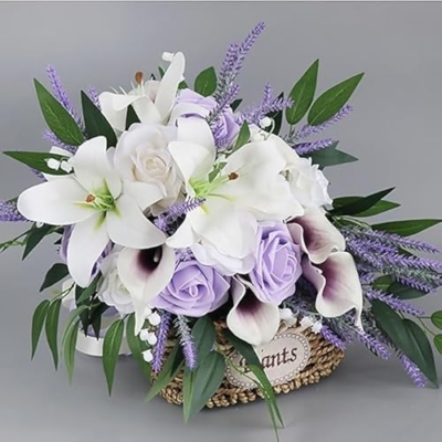 Product: Purple White Bridal Bouquets,Artificial Lavender Calla Lily Flowers for Wedding Ceremony Bridal Shower Home Decor Used for Weddings and Home Decoration