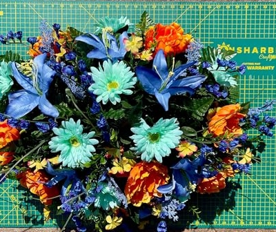 Silky Flower Store Artificial Cemetery Saddle Floral Arrangement, Spring Flowers Memorial Gravestone Decoration, 36 Inches 8 8 Product: Jucgghk Vivid and Realistic Floral Art Bright Spring Flowers Cemetery Saddle,Artificial Headstone Saddle for Outdoor Gravestone Decorations