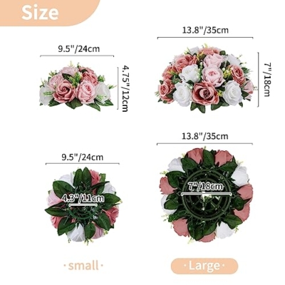 Product: NUPTIO Large Flower Balls for Centerpieces - 2 Pcs 13.8in Diameter Dusty Rose & White Artificial Flower Ball Arrangement Bouquet Wedding Centerpieces for Tables - Fake Rose Flowers for Weddings Decor