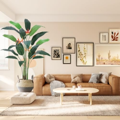 Product: Artificial Bird of Paradise Plant 7FT(84in) Fake Palm Tree for Indoor Outdoor Modern Decor Faux Tree for Home Office Perfect Housewarming Gift with 17 Trunks Faux Leaves & 3 Flowers 2 Pack