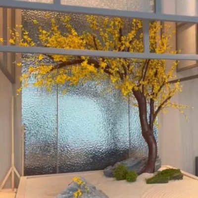 Product: Simulation of Winter Jasmine Tree, Small Yellow Flower Yellow Plant Fake Tree Large Indoor Living Room Floor Floral Art Happiness Tree Decoration 5M