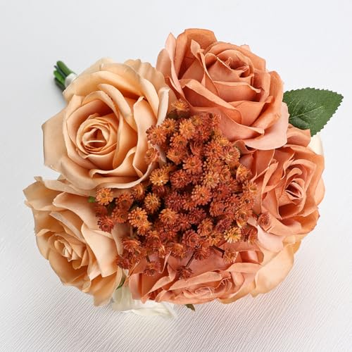 Product: DIYDOFUN Set of 4 Wedding Bridesmaid Bouquets & 6pcs Artificial Fall Flower Table Centerpieces