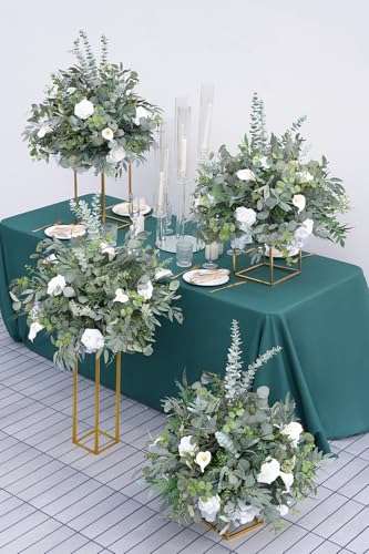 Silky Flower Store Artificial White Green Flower Ball Centerpieces, Wedding Reception Aisle Decor, 23.6in, 2pcs 4 4 Product: Angela flower 2pcs Big 23inch Artificial White & Green Centerpieces Decor for Tables, Floral Arrangement Bouquet for Wedding Reception Aisle Ceremony Party Flowers Balls (Without Stand)