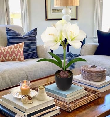 Product: Briful 2 Pack White Amaryllis Artificial Flower Bundle for Home Office Room Table Vase Arrangement Centerpiece