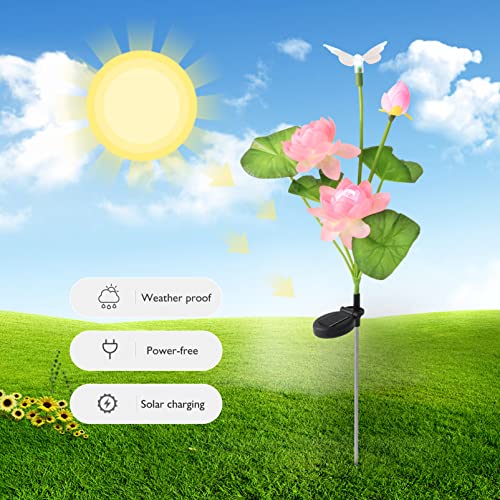 Product: Landscape Lighting LEDs Color-Changing Solar Lotus Flower and Dragonfly for Garden Pathway Decoration