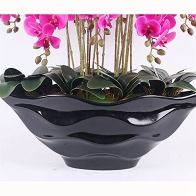 Product: Artificial Flower Bonsai with Vase Large Artificial Butterfly Orchid with Ceramic Black Flowerpot, Silk Orchid Artificial Flower Plastic Flower, Used for Home Decoration Arrangements Table Decor