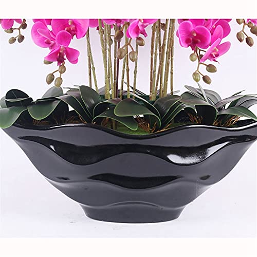 Product: Artificial Flower Bonsai with Vase Large Artificial Butterfly Orchid with Ceramic Black Flowerpot, Silk Orchid Artificial Flower Plastic Flower, Used for Home Decoration Arrangements Table Decor