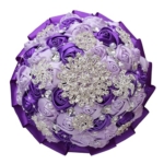 Product: CarpeCoras Wedding Bridal Bouquet Silk Rose Handmade Artificial Flower Bunch Bouquets for Bride Bridesmaid Holding Toss Round Sparkling Rhinestone Purple & Lavender 7.5inch