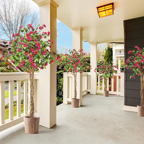 Silky Flower Store Artificial Bougainvillea Tree, 6FT Faux Tree Pink Flowers Wood Trunk, Potted Indoor Decor 6FT 2 2 Product: 6FT Artificial Bougainvillea Tree, Tall Potted Fake Tree Indoor, Faux Tree with Wood Trunk and Pink Flowers for Outdoor Office Wedding Home Decor