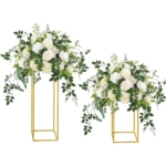 Product: Angela flower 2pcs 19inch White & Green Hanging Plants Vine Wedding Table Centerpieces Decorations, Floral Arrangement Bouquet for Reception Aisle Ceremony Party Flowers Balls (Without Stand)