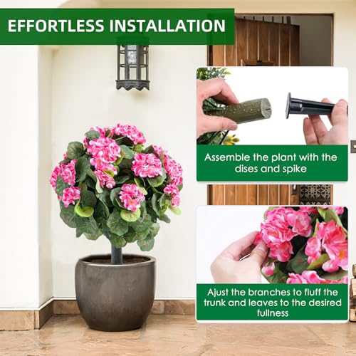 Product: 21.6" Artificial Flower Ball Tree with Ground Spike, Fake Silk Topiary Trees for Home Decor Garden Patio and Indoor,2 Pack, Pink Begonia