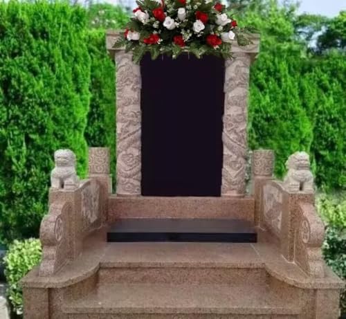 Product: Jucgghk Vivid and Realistic Floral Art Red and White Roses Cemetery Saddle,Winter Cemetery Arrangement,Valentines Day Cemetery Headstone Saddle for Grave