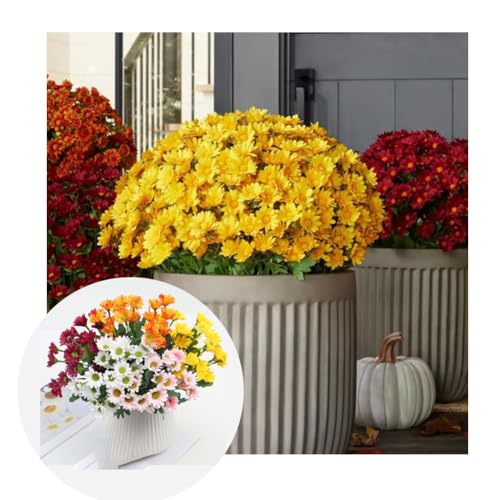 Product: Oaraup Luminousey Outdoor Artificial Flowers Mums, Artificial Outdoor Sunset Mums Flowers, Upgraded UV-Resistant Sunset Waterproof, Windproof & Lifelike Blooms(Yellow,20PCS)