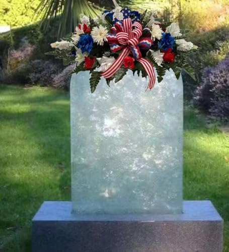 Silky Flower Store Artificial Cemetery Saddle Floral Arrangement, Patriotic Memorial Headstone Flowers, 32in 4 4 Product: Jucgghk Vivid and Realistic Floral Art Beautiful Patriotic, Memorial Cemetery Saddle Arrangement,Cemetery Flowers for Headstone Arrangement