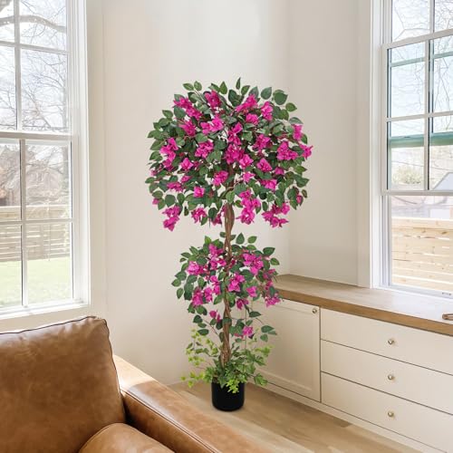Product: Briful 4.92FT Artificial Bougainvillea Tree in Pot – Faux Silk Bougainvillea Floral Tree Decorative Pink Fake Trees for Home Office Living Room Indoor Outdoor Décor