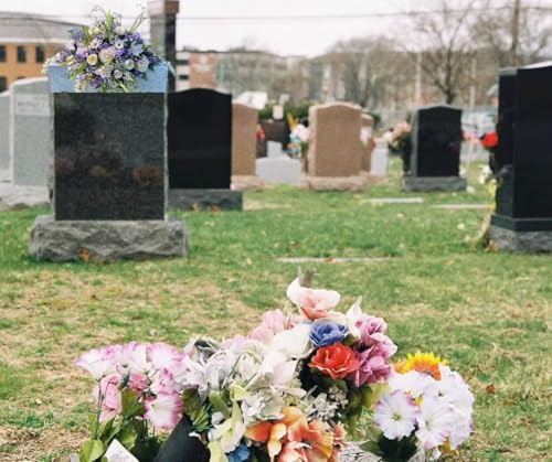 Product: Jucgghk Vivid and Realistic Floral Art Violet-Whites-Cream Flowers, Cemetery Saddle, Cemetery Flowers, Headstone Saddle, Cemetery Arrangement, Memorial Day Flowers for Grave Decor