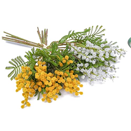 Product: WTYBRMYO Artificial Flowers 6Pcs Artificial Acacia Yellow Mimosa Plush Pudica Spray Cherry Silk Fake Flower for Wedding Home Decoration Red Bean Plant Fake Flowers
