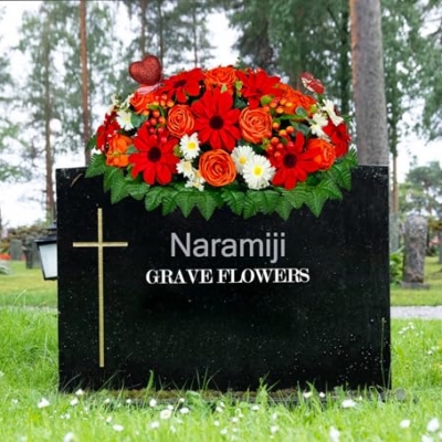 Product: Naramiji Artificial Cemetery Flowers for Grave Vase - Headstone Flower Saddle - Sympathy Flower of Vibrant Rose Sunflower Daisy Berry, Colorfast and Easy Fit