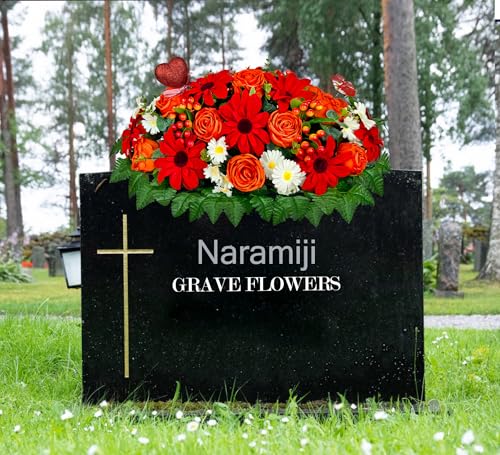 Product: Naramiji Artificial Cemetery Flowers for Grave Vase - Headstone Flower Saddle - Sympathy Flower of Vibrant Rose Sunflower Daisy Berry, Colorfast and Easy Fit