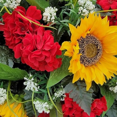 Product: Sunflower Headstone Saddle,Geranium Grave Flowers for Cemetery Memorial Decoration Garland for Table Centerpiece Holiday Party Weddi