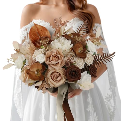 Product: BENCENTRE 14 Inch Walnut Brown Bridal Bouquet,Wedding Bouquet,Bride Bouquets for Wedding Ceremony Anniversary, Boho Wedding,Party and French Rustic Vintage Wedding,Artificial Flowers
