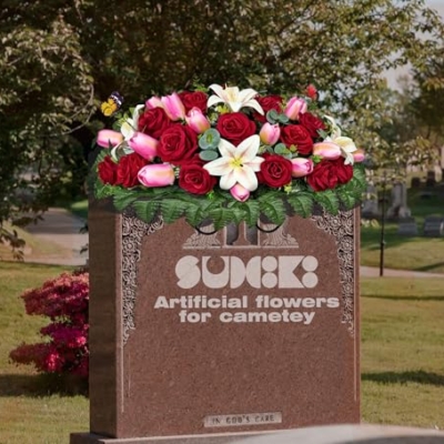 Product: SUHOOKOO Artificial Cemetery Flowers - Headstone Flower Saddle